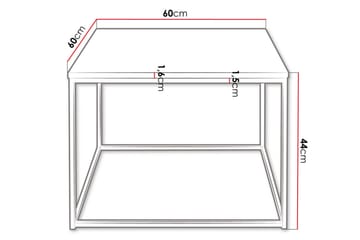 Cubosa Kvadratisk Sofabord 60 cm i Tre og Metall - Hvit|Sort - Møbler - Bord - Sofabord