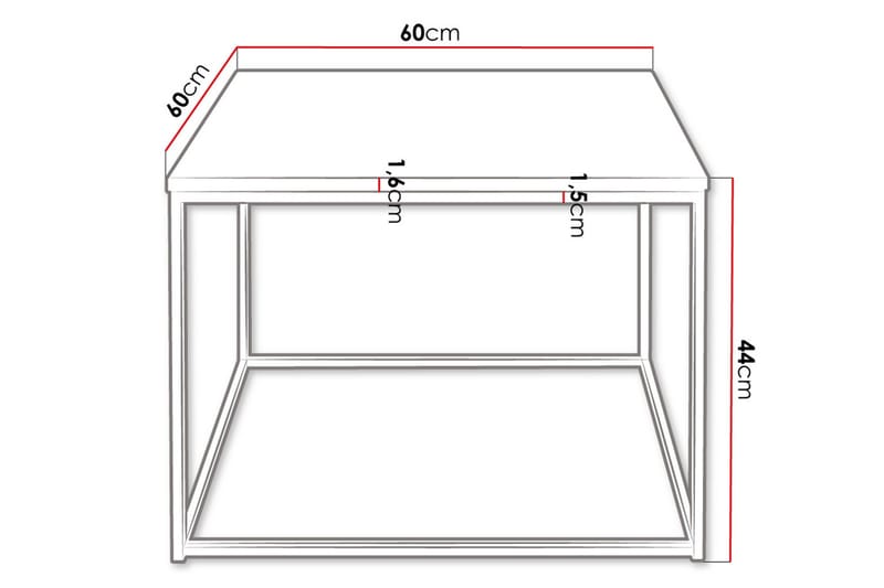 Cubosa Kvadratisk Sofabord 60 cm i Tre og Metall - Hvit|Sort - Møbler - Bord - Sofabord