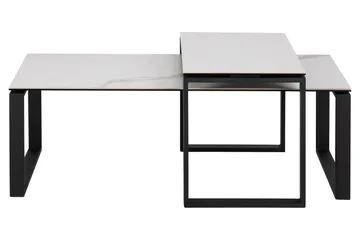 Cynthia Rektangulært Nesting Salongbord 115 cm i Keramikk med Metallben - Hvit - Møbler - Bord - Sofabord