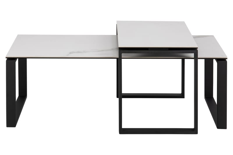 Cynthia Rektangulært Nesting Salongbord 115 cm i Keramikk med Metallben - Hvit - Møbler - Bord - Sofabord
