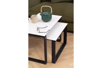 Cynthia Rektangulært Nesting Salongbord 115 cm i Keramikk med Metallben - Hvit - Møbler - Bord - Sofabord