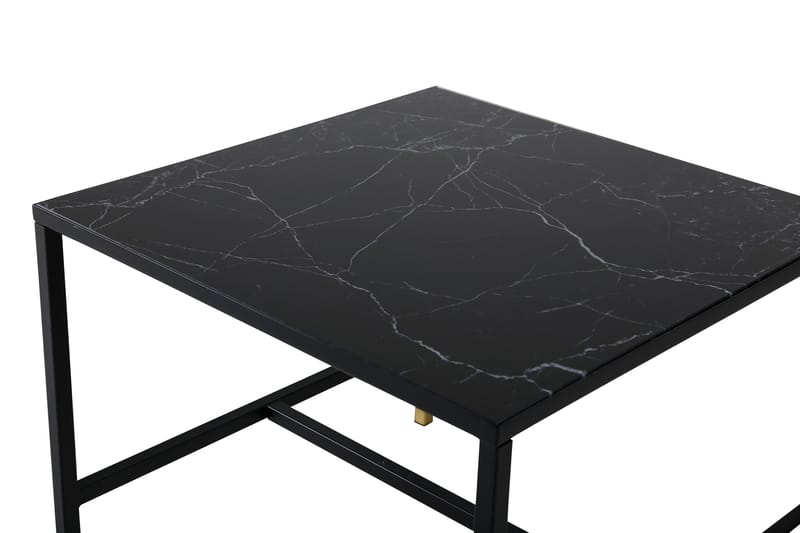 Daicy Sofabord 60 cm Marmormønster - Glass/Svart/Messing - Sofabord