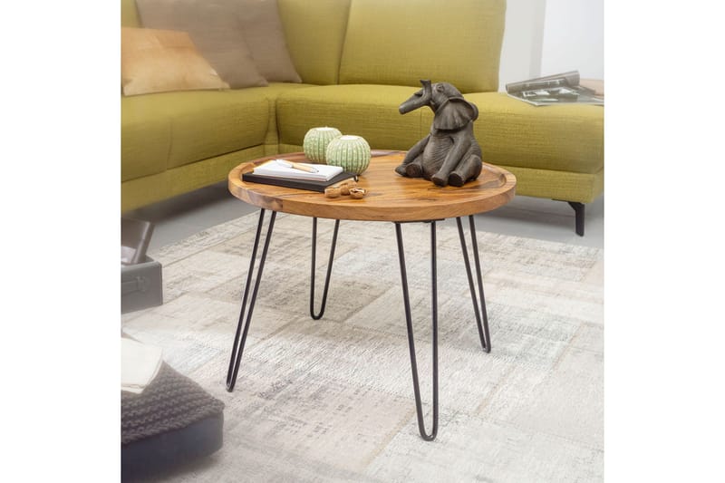 Dannemare Sofabord 60 cm Rundt - Massivt Tre/Svart - Møbler - Bord - Sofabord