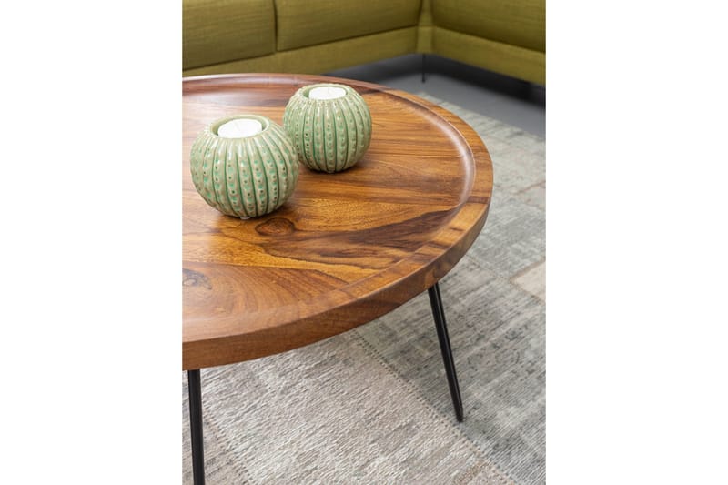 Dannemare Sofabord 60 cm Rundt - Massivt Tre/Svart - Møbler - Bord - Sofabord