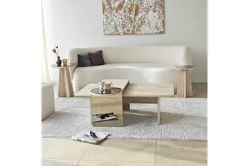 Dasina 105 cm Rektangulært Sofabord i Tre med Forskjøvede Plater - Beige - Møbler - Bord - Sofabord
