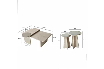 Dasina 105 cm Rektangulært Sofabord i Tre med Forskjøvede Plater - Beige - Møbler - Bord - Sofabord