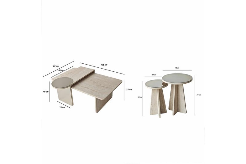 Dasina 105 cm Rektangulært Sofabord i Tre med Forskjøvede Plater - Beige - Møbler - Bord - Sofabord