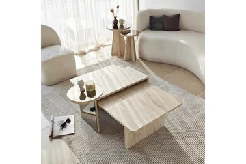Dasina 105 cm Rektangulært Sofabord i Tre med Forskjøvede Plater - Beige - Møbler - Bord - Sofabord