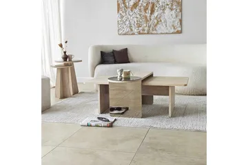 Dasina 105 cm Rektangulært Sofabord i Tre med Forskjøvede Plater - Beige - Møbler - Bord - Sofabord