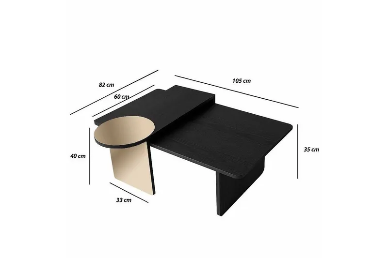 Dasina Sett med bord 105 cm - Svart - Møbler - Bord - Sofabord