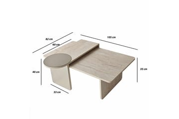 Dasina Sett med bord 105 cm - Travertin - Møbler - Bord - Sofabord