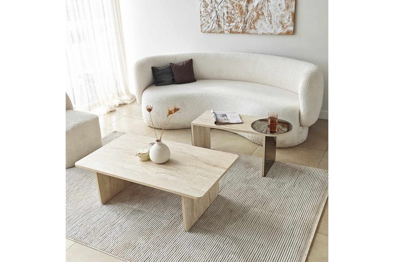 Dasina Sett med bord 105 cm - Travertin - Møbler - Bord - Sofabord