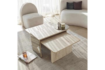 Dasina Sett med bord 105 cm - Travertin - Møbler - Bord - Sofabord