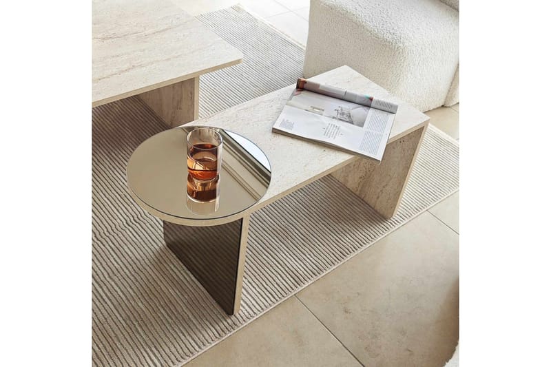 Dasina Sett med bord 105 cm - Travertin - Møbler - Bord - Sofabord
