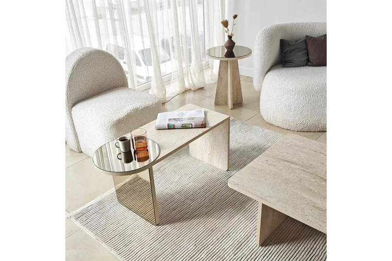 Dasina Sett med bord 105 cm - Travertin - Møbler - Bord - Sofabord