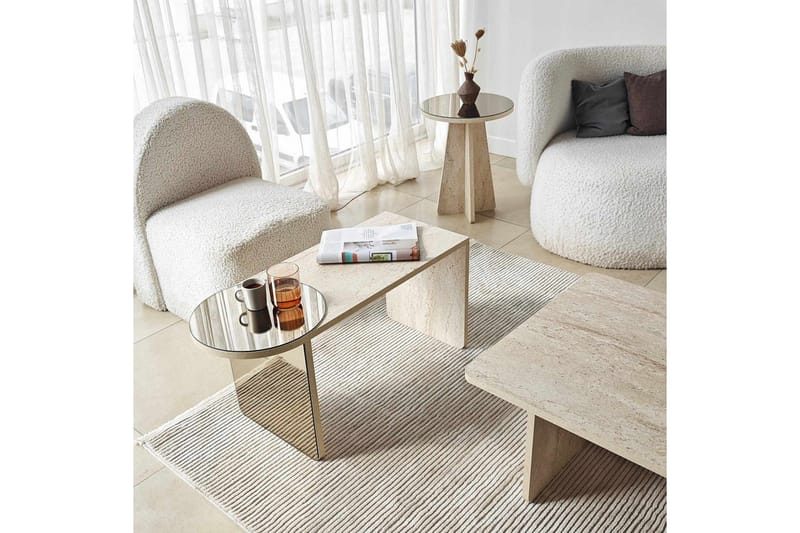Dasina Sett med bord 105 cm - Travertin - Møbler - Bord - Sofabord