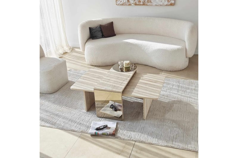 Dasina Sett med bord 105 cm - Travertin - Møbler - Bord - Sofabord