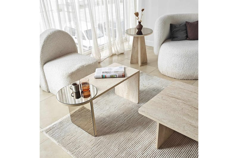 Dasina Sett med bord 105 cm - Travertin - Møbler - Bord - Sofabord