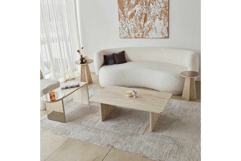 Dasina Sett med bord 105 cm - Travertin - Møbler - Bord - Sofabord
