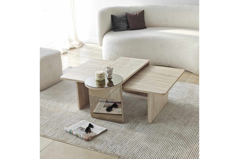 Dasina Sett med bord 105 cm - Travertin - Møbler - Bord - Sofabord
