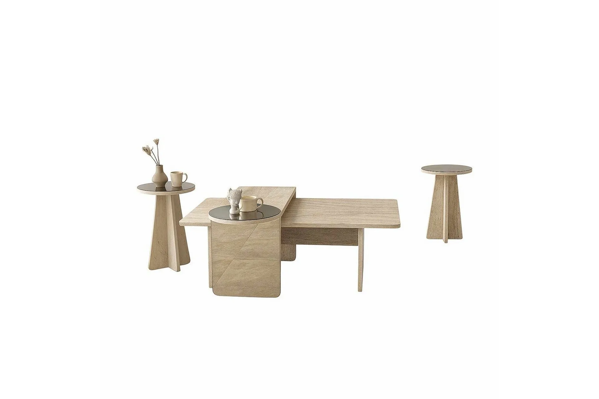 Dasina Sett med bord 105 cm - Travertin