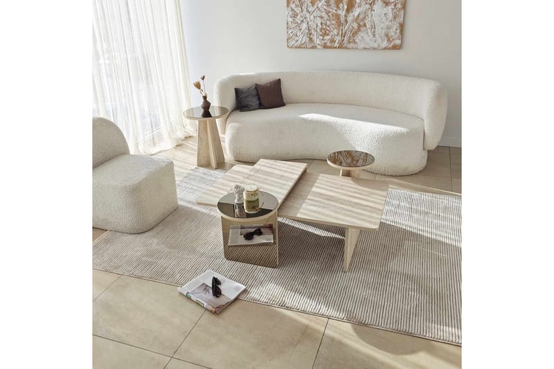Dasina Sett med bord 105 cm - Travertin - Møbler - Bord - Sofabord