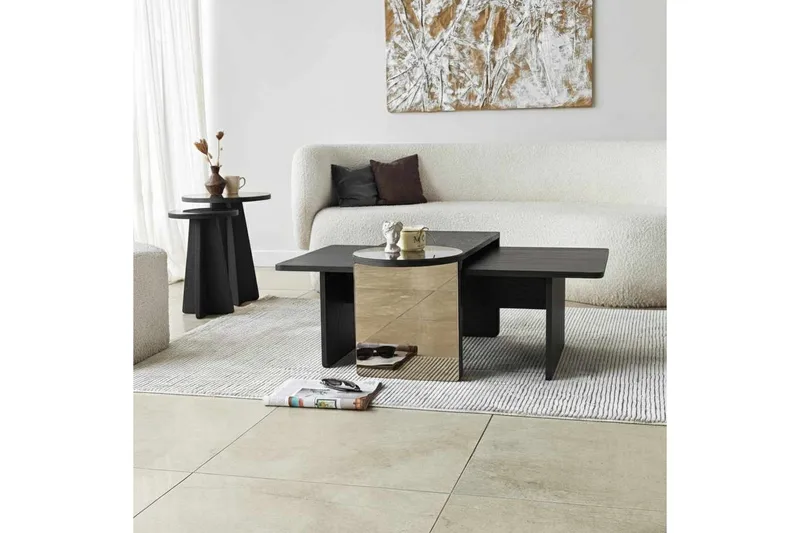 Dasina Sett med bord 82 cm - Svart - Møbler - Bord - Sofabord