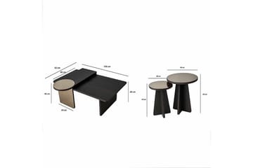 Dasina Sett med bord 82 cm - Svart - Møbler - Bord - Sofabord