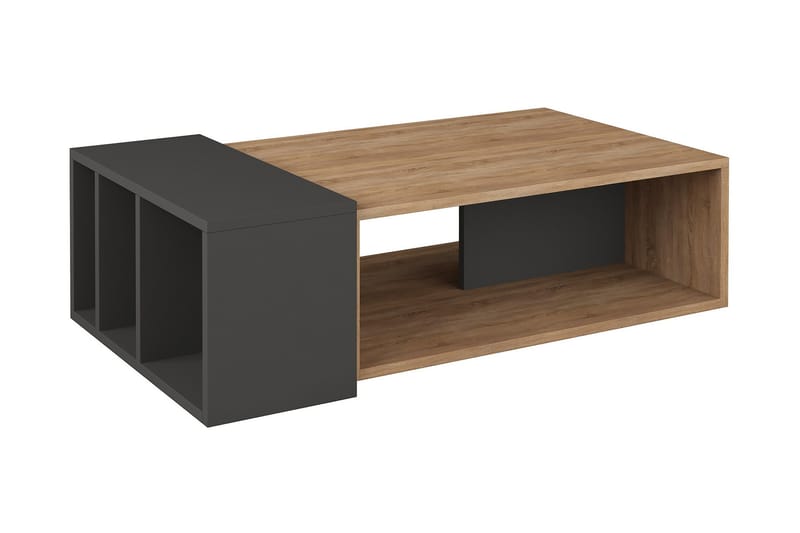 Decorta Sofabord 102 cm med Oppbevaringshylle - Eikefarge/Mørkegrå - Sofabord
