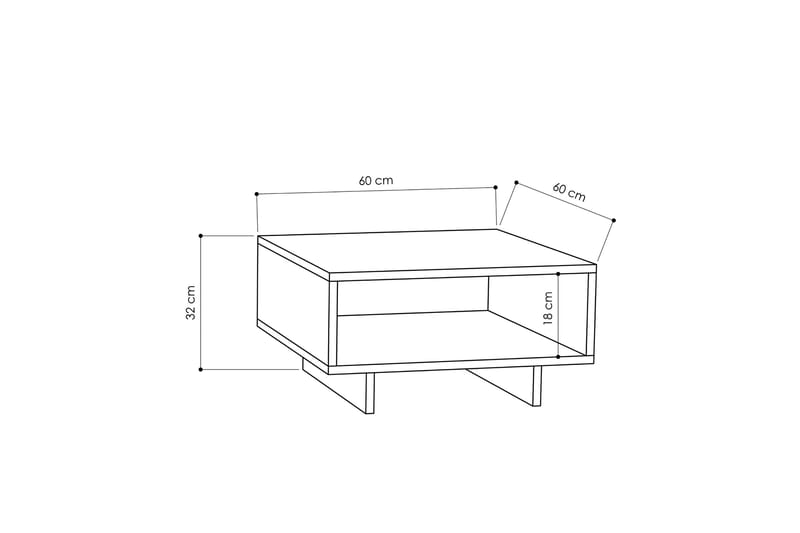 Decorta Sofabord 60 cm med Oppbevaringshylle - Eikefarge/Mørkegrå - Møbler - Bord - Sofabord