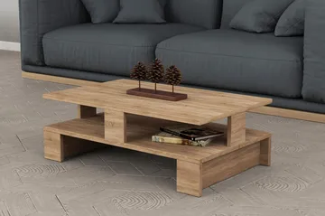 Decorta Sofabord 80 cm med Oppbevaringshylle - Eikefarge - Møbler - Bord - Sofabord