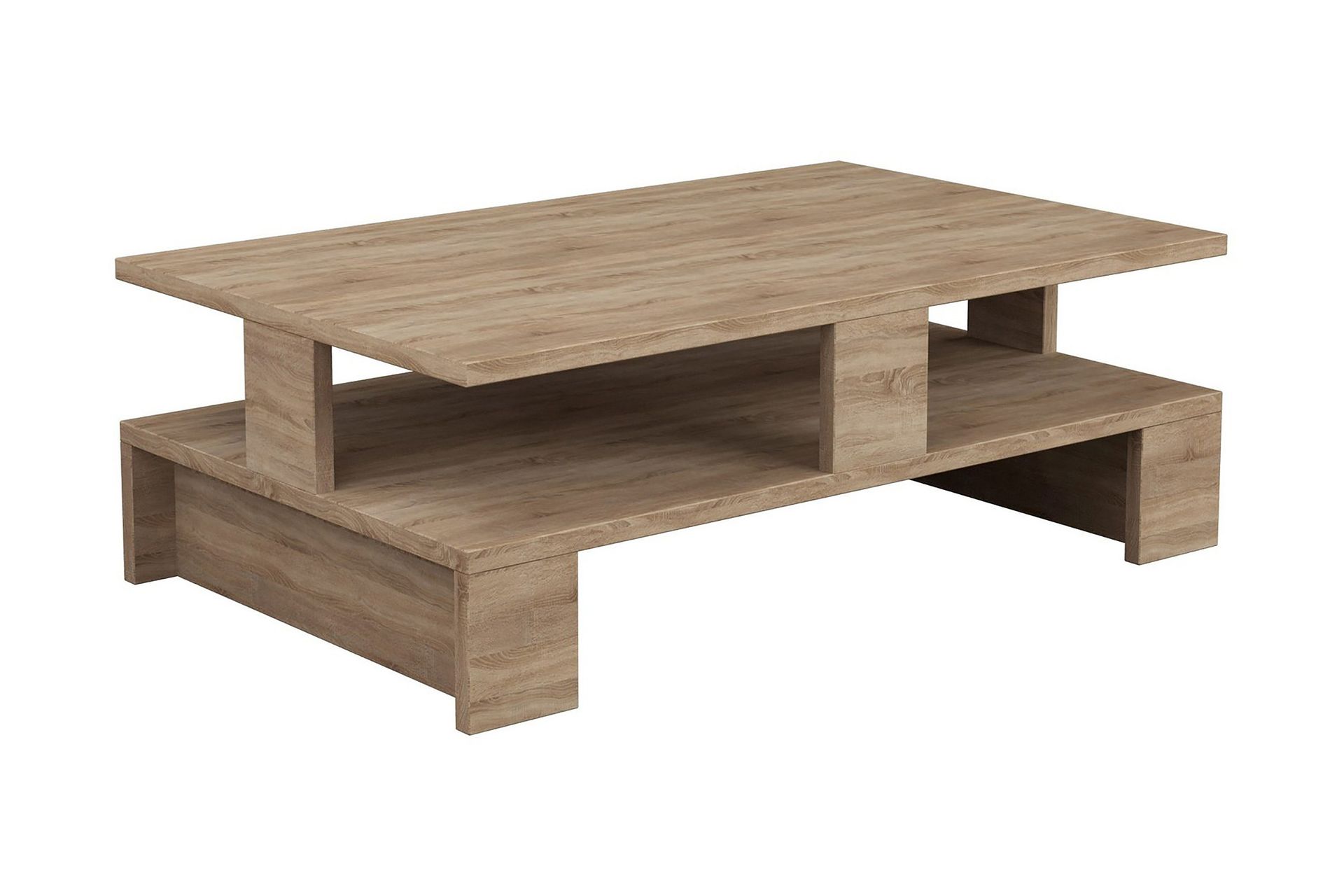 Decorta Sofabord 80 cm med Oppbevaringshylle - Eikefarge