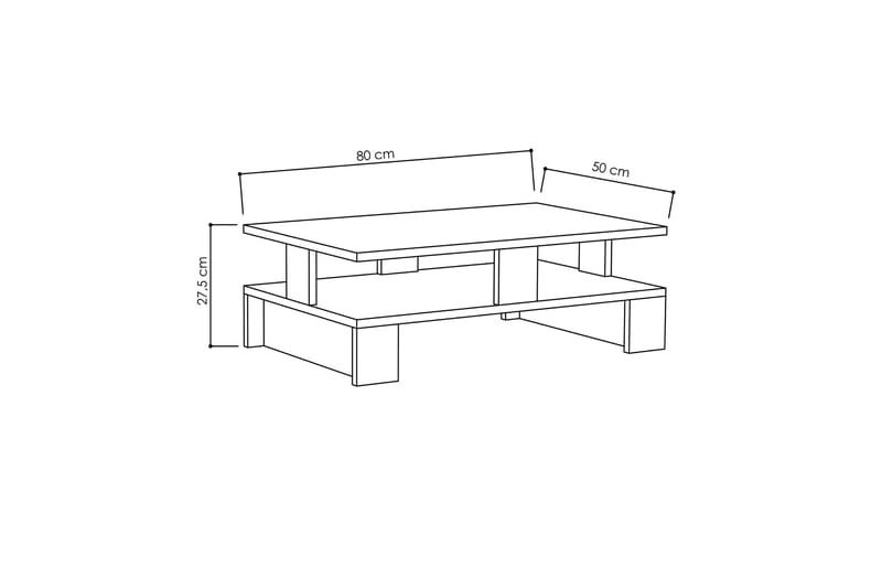 Decorta Sofabord 80 cm med Oppbevaringshylle - Mørkegrå - Sofabord