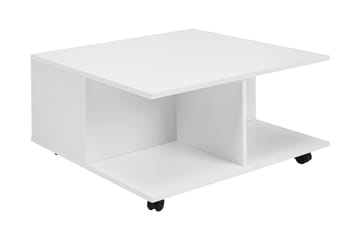 Delgadillo Kvadratisk Sofabord 70 cm med Skuffer og Hjul i Malt Tre - Hvit - Møbler - Bord - Sofabord - Sofabord med hjul