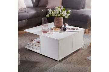 Delgadillo Kvadratisk Sofabord 70 cm med Skuffer og Hjul i Malt Tre - Hvit - Møbler - Bord - Sofabord - Sofabord med hjul
