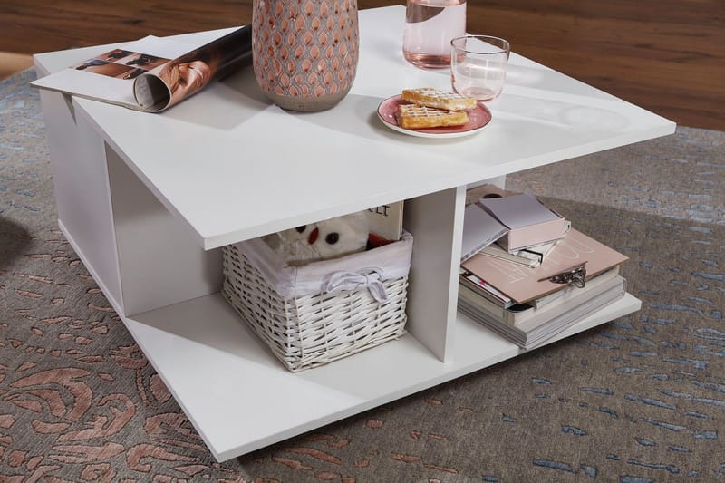 Delgadillo Sofabord 70 cm - Hvit - Møbler - Bord - Sofabord - Sofabord med hjul