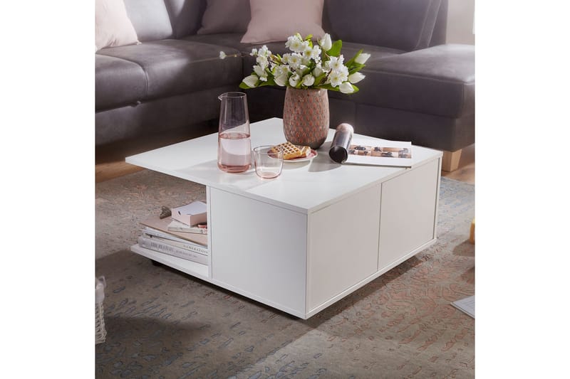 Delgadillo Sofabord 70 cm - Hvit - Møbler - Bord - Sofabord - Sofabord med hjul