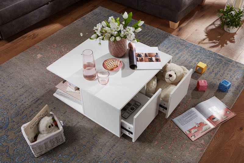 Delgadillo Sofabord 70 cm - Hvit - Møbler - Bord - Sofabord - Sofabord med hjul