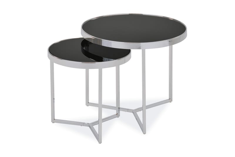 delian Settbord Rundt - glass/Sølv - Sofabord - Settbord