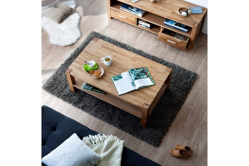 Demottte Sofabord 110 cm med Oppbevaringshylle - Eikefiner - Møbler - Bord - Sofabord