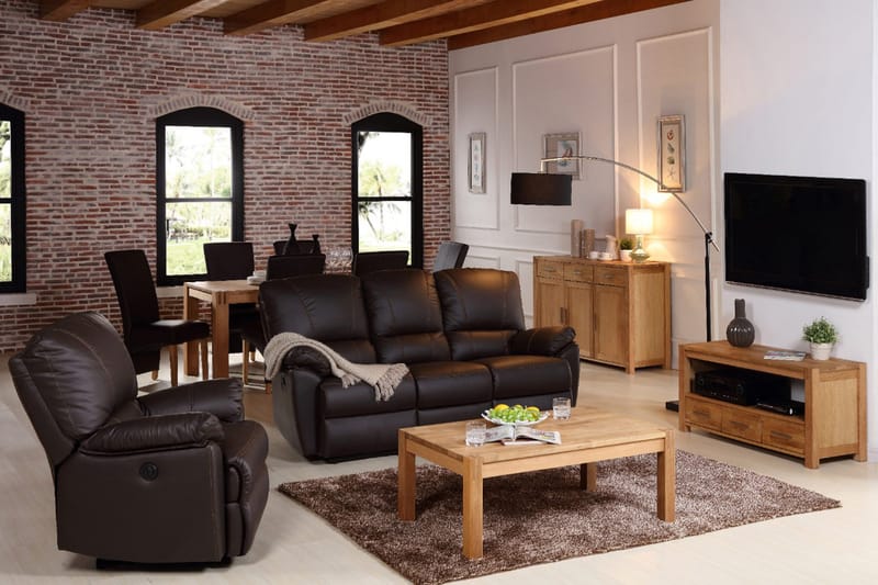 Demottte Sofabord 110 cm med Oppbevaringshylle - Eikefiner - Møbler - Bord - Sofabord