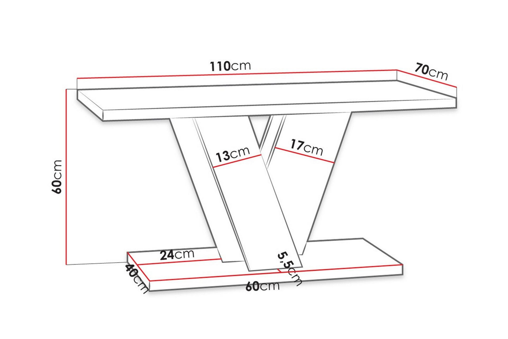 Denogal Sofabord 70 cm - Grå - Møbler - Bord - Sofabord