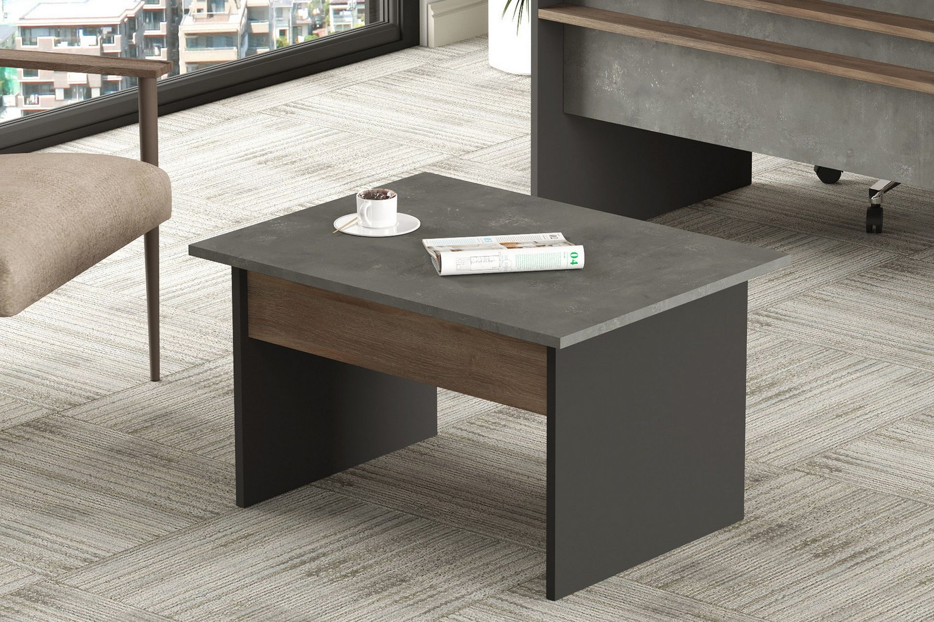 Desgrar Sofabord 80 cm - Brun/Betonggrå/Antrasitt - Møbler - Bord - Sofabord