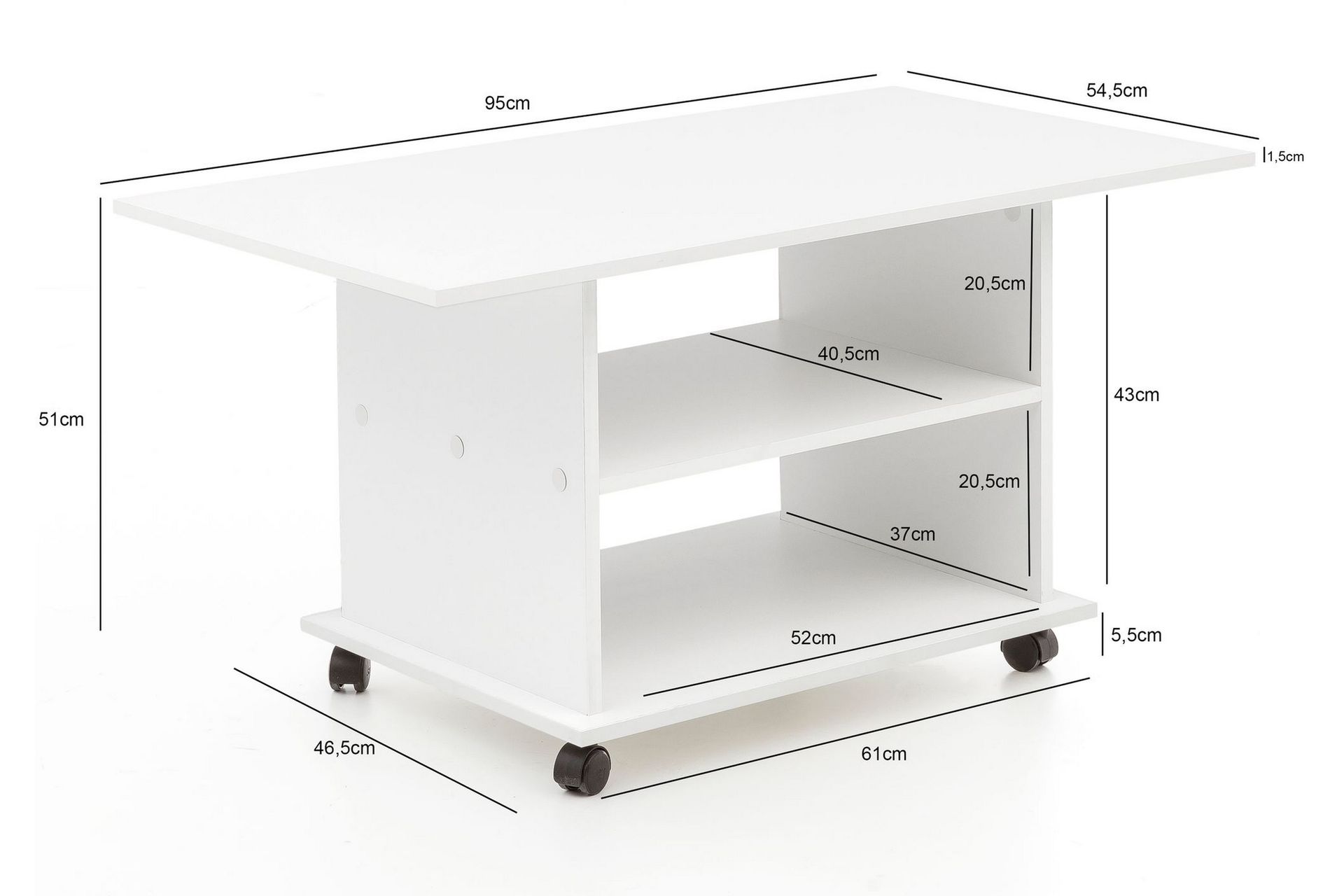 Dewand Sofabord 95 cm - Hvit - Møbler - Bord - Sofabord