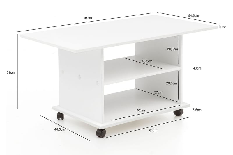 Dewand Sofabord 95 cm - Hvit - Møbler - Bord - Sofabord