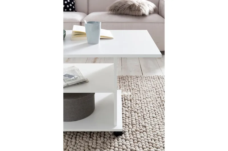 Dewand Sofabord 95 cm - Hvit - Møbler - Bord - Sofabord - Sofabord med hjul