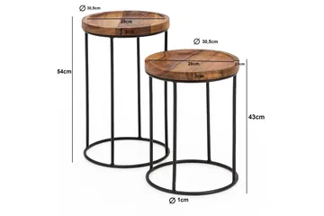 Dewester Settbord 31 cm 2 Bord - Massivt Tre/Svart - Møbler - Bord - Sofabord