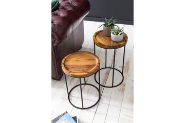 Dewester Settbord 31 cm 2 Bord - Massivt Tre/Svart - Møbler - Bord - Sofabord