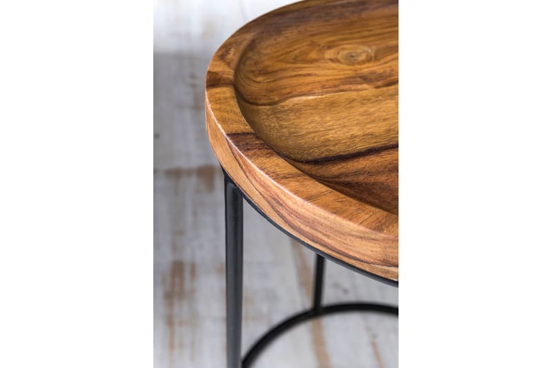 Dewester Settbord 31 cm 2 Bord - Massivt Tre/Svart - Møbler - Bord - Sofabord