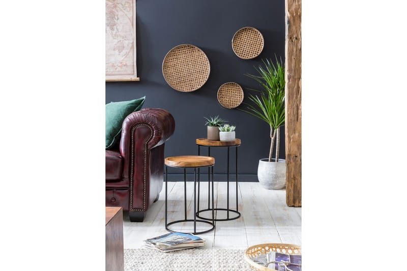 Dewester Settbord 31 cm 2 Bord - Massivt Tre/Svart - Møbler - Bord - Sofabord